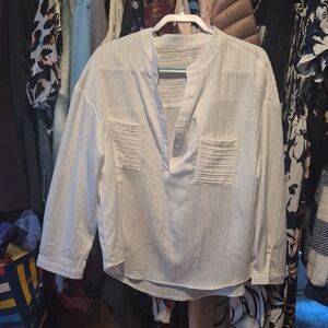 SHEIN White Striped Tunic Top